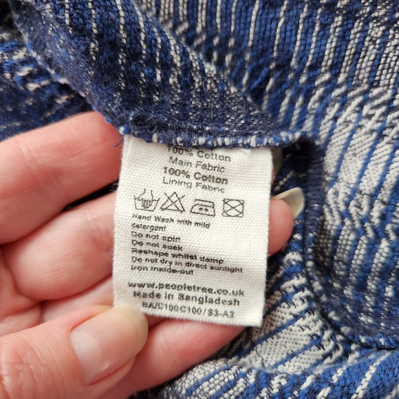 Handwoven Blue Check People Tree Asymmetrical Neckline Midi Dress size 4 - Picture 5 of 9